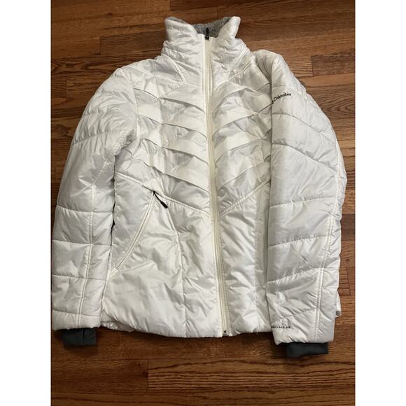 Columbia Interchange Omni Heat Women’s Large Puffer Jacket Coat. Cream/White EUC - Picture 1 of 7